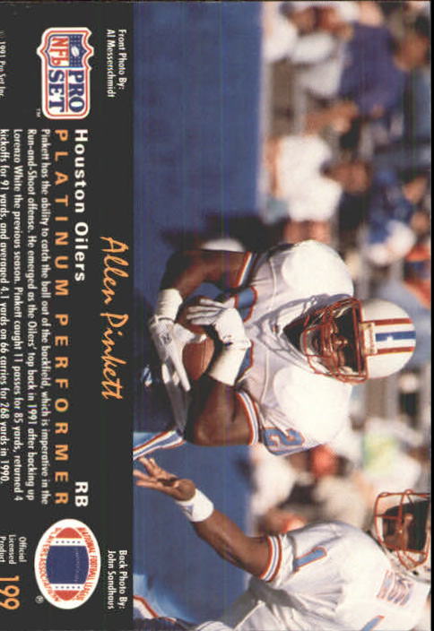 A0573- 1991 Pro Set Platinum Football Cards 1-200 -You Pick- 15+ FREE US SHIP