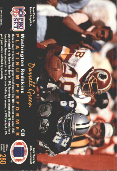 1991 Pro Set Platinum #280 Darrell Green back image
