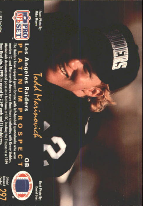 1991 Pacific Football Rookie #534 Todd Marinovich Raiders RC |