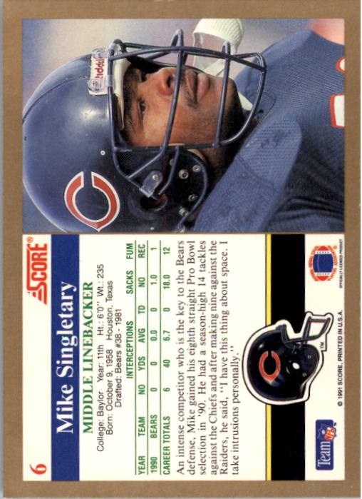 1991 Score Football "Main Set" Cards #1 to #250 Rookies and Veterans - Picture 13 of 501