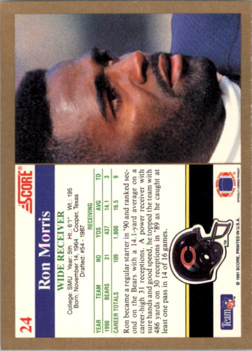 1991 Score #24 Ron Morris back image