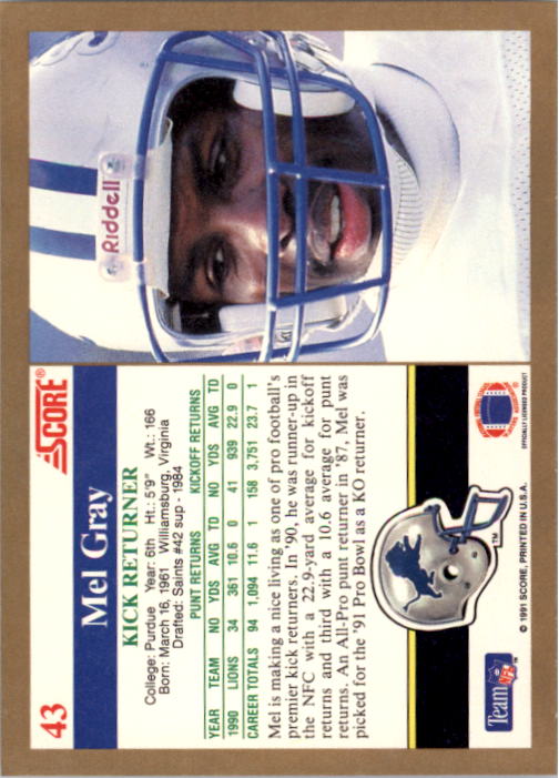 1991 Score Football "Main Set" Cards #1 to #250 Rookies and Veterans - Picture 87 of 501