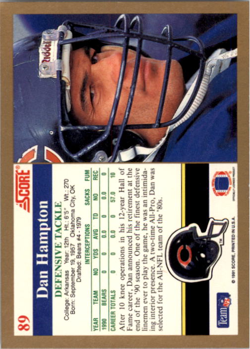 1991 Score Football "Main Set" Cards #1 to #250 Rookies and Veterans - Picture 179 of 501