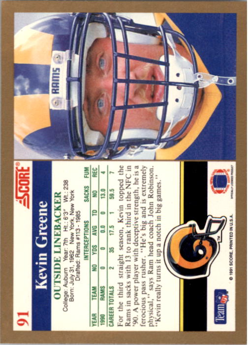 1991 Score Football "Main Set" Cards #1 to #250 Rookies and Veterans - Picture 183 of 501