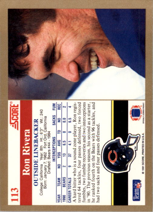 1991 Score Football "Main Set" Cards #1 to #250 Rookies and Veterans - Picture 227 of 501
