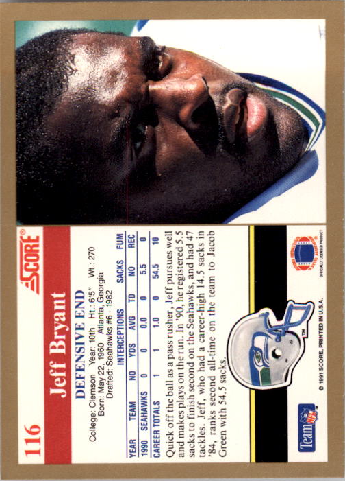 1991 Score Football "Main Set" Cards #1 to #250 Rookies and Veterans - Picture 233 of 501