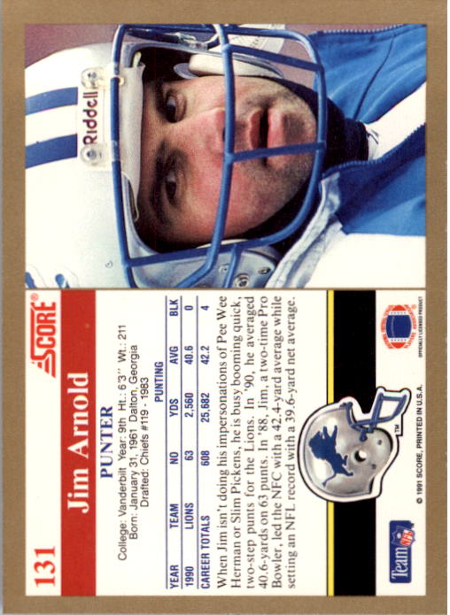 1991 Score Football "Main Set" Cards #1 to #250 Rookies and Veterans - Picture 263 of 501