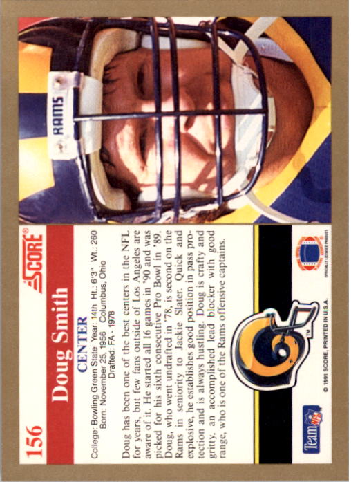 1991 Score #156 Doug Smith back image