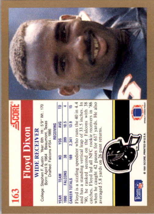 1991 Score Football "Main Set" Cards #1 to #250 Rookies and Veterans - Picture 327 of 501