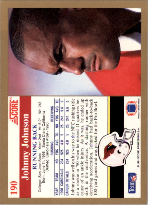 1991 Score Football "Main Set" Cards #1 to #250 Rookies and Veterans - Picture 381 of 501