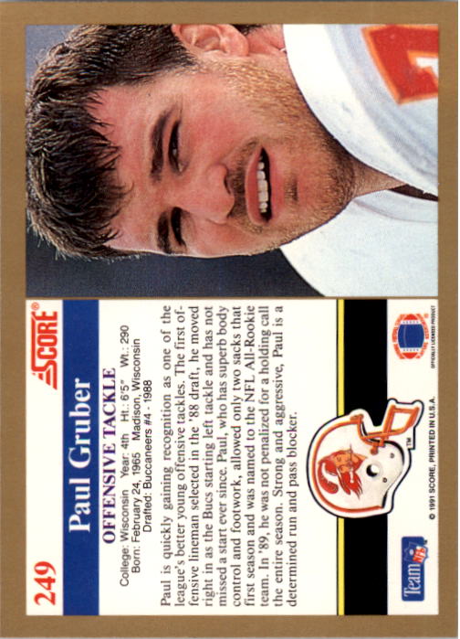 1991 Score Football "Main Set" Cards #1 to #250 Rookies and Veterans - Picture 499 of 501