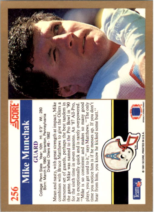 1991 Score #256 Mike Munchak back image