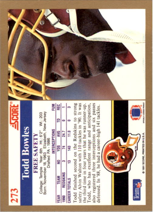 1991 Score Football Card Pick (Base) 252-507 - Picture 45 of 487