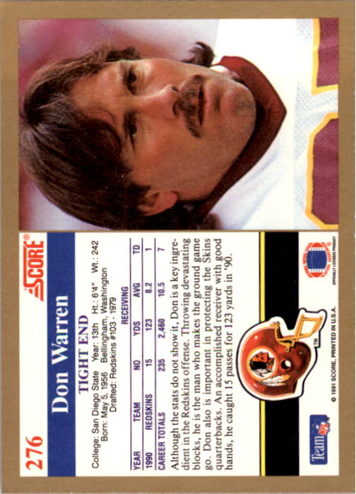 1991 Score Football Card Pick (Base) 252-507 - Picture 51 of 487
