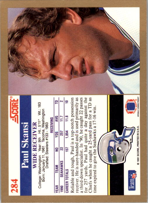 1991 Score Football Card Pick (Base) 252-507 - Picture 67 of 487