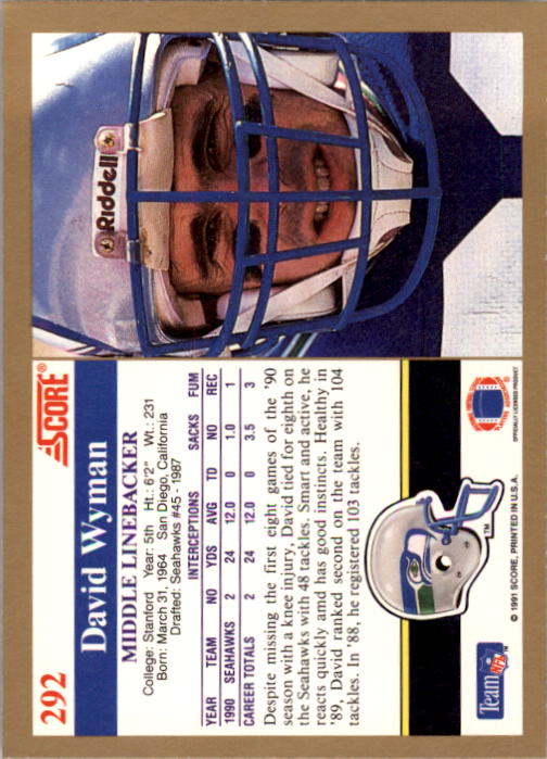 1991 Score Football Card Pick (Base) 252-507 - Picture 83 of 487