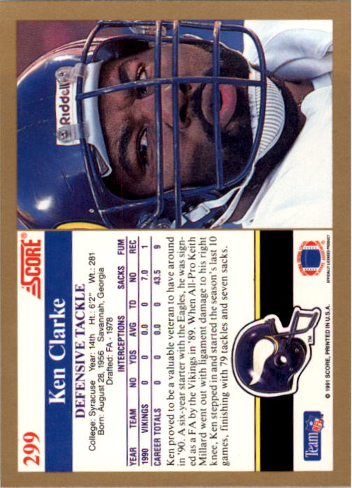 1991 Score Football Card Pick (Base) 252-507 - Picture 97 of 487