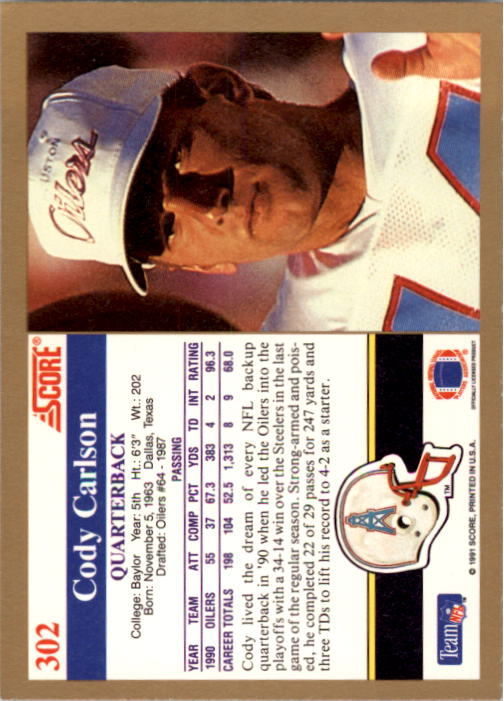 1991 Score Football Card Pick (Base) 252-507 - Picture 103 of 487