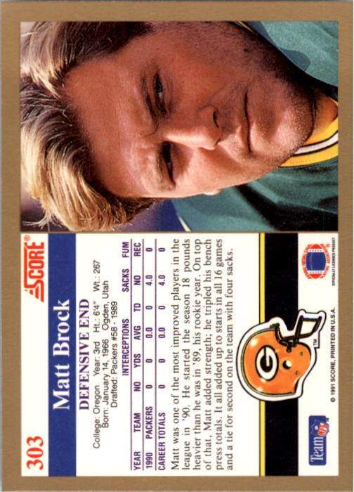 1991 Score Football Card Pick (Base) 252-507 - Picture 105 of 487