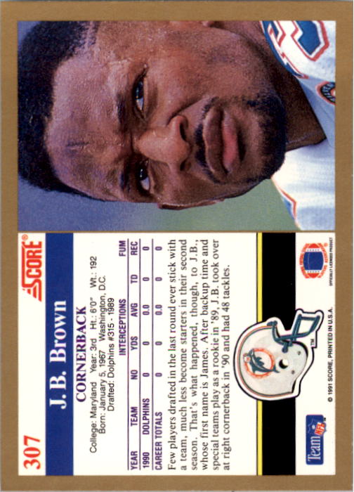 1991 Score Football Card Pick (Base) 252-507 - Picture 113 of 487