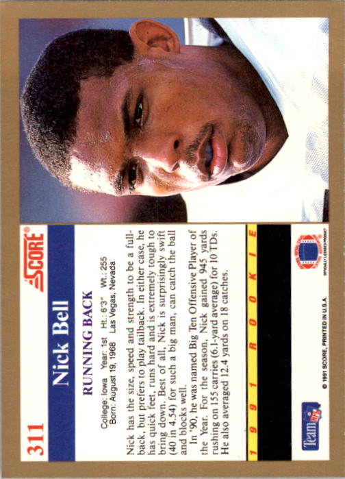 1991 Score Football Card Pick (Base) 252-507 - Picture 121 of 487