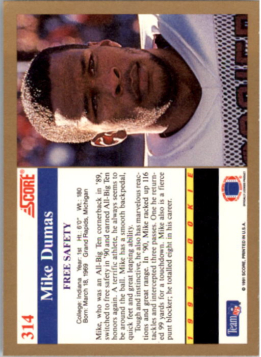 1991 Score Football Card Pick (Base) 252-507 - Picture 127 of 487