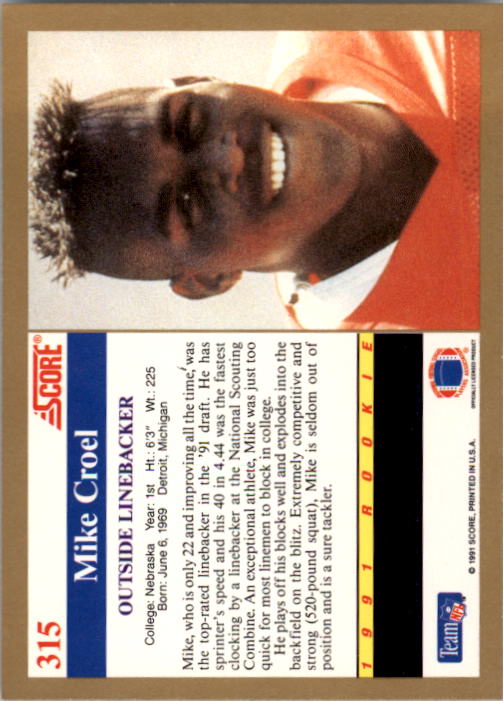 1991 Score Football Card Pick (Base) 252-507 - Picture 129 of 487