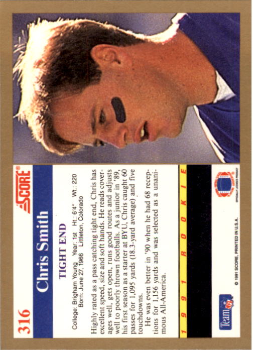 1991 Score Football Card Pick (Base) 252-507 - Picture 131 of 487