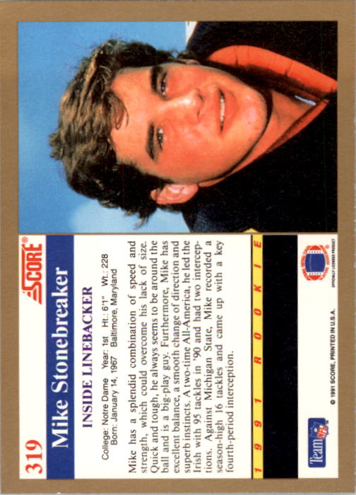 1991 Score Football Card Pick (Base) 252-507 - Picture 137 of 487