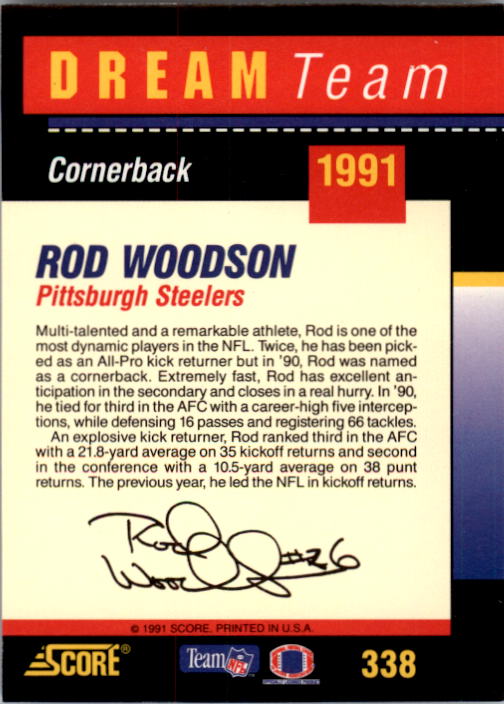 1991 Score Football Card Pick (Base) 252-507 - Picture 175 of 487
