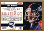 1991 Score #555 Phil Simms back image