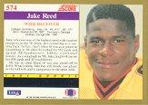 1991 Score #574 Jake Reed RC back image