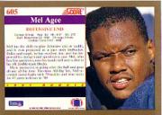 1991 Score #605 Mel Agee RC back image