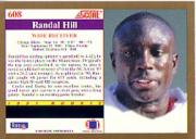 1991 Score #608 Randal Hill RC back image