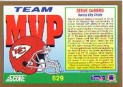 1991 Score #629 Steve DeBerg MVP back image