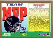 1991 Score #634 Andre Rison MVP back image