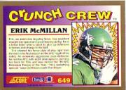 1991 Score #649 Erik McMillan CC back image