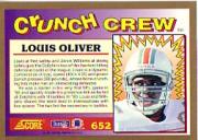 1991 Score #652 Louis Oliver CC back image