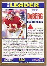 1991 Score #662 Steve DeBerg TL back image