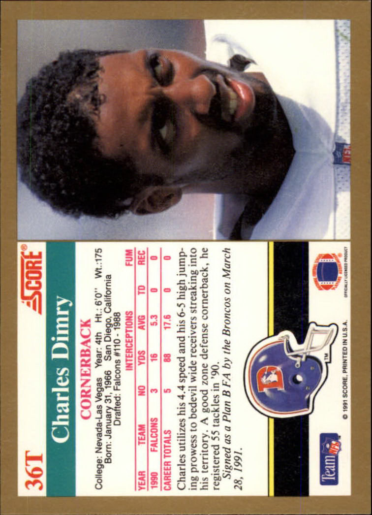 1991 Score Supplemental #36T Charles Dimry RC back image