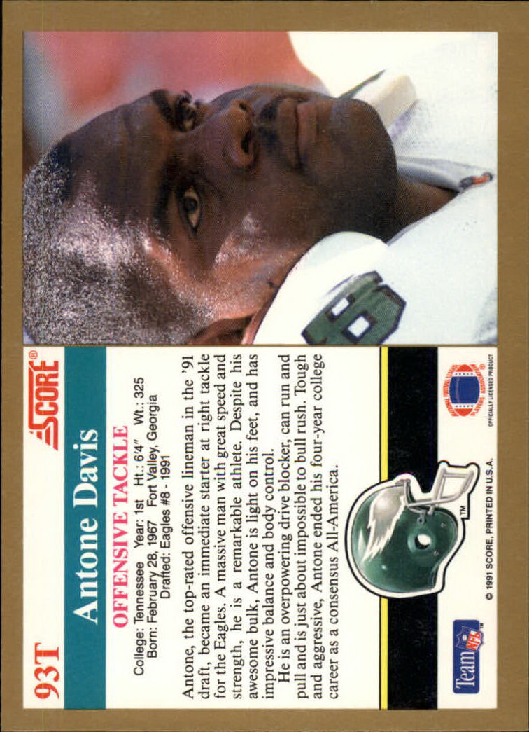 1991 Score Supplemental #93T Antone Davis RC back image