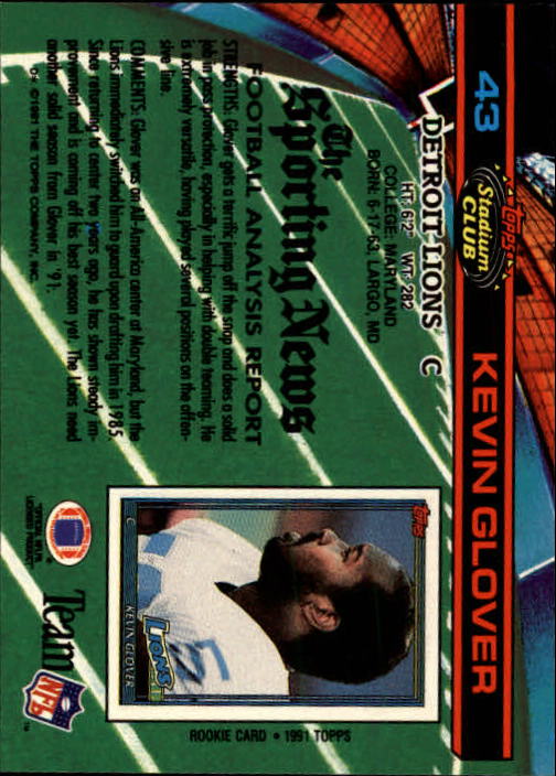 1991 Stadium Club #43 Kevin Glover back image