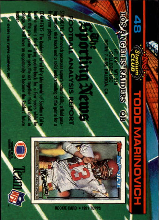 A0730- 1991 Stadium Club FB Card #s 1-250 +Rookies -You Pick- 15+ FREE US SHIP