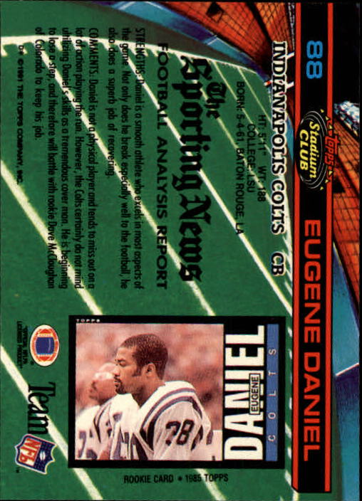 1991 Stadium Club #88 Eugene Daniel back image