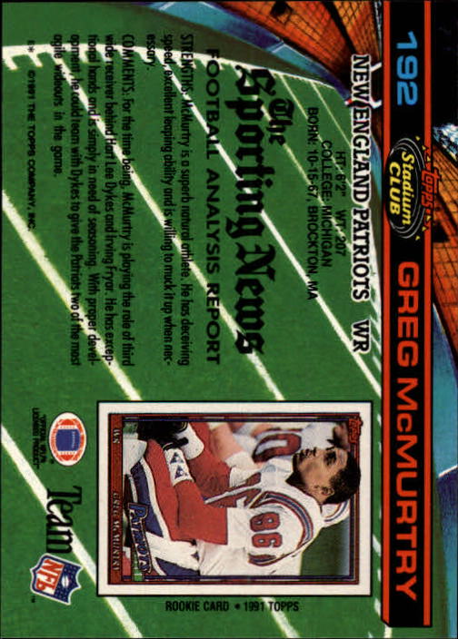 A0730- 1991 Stadium Club FB Card #s 1-250 +Rookies -You Pick- 15+ FREE US SHIP