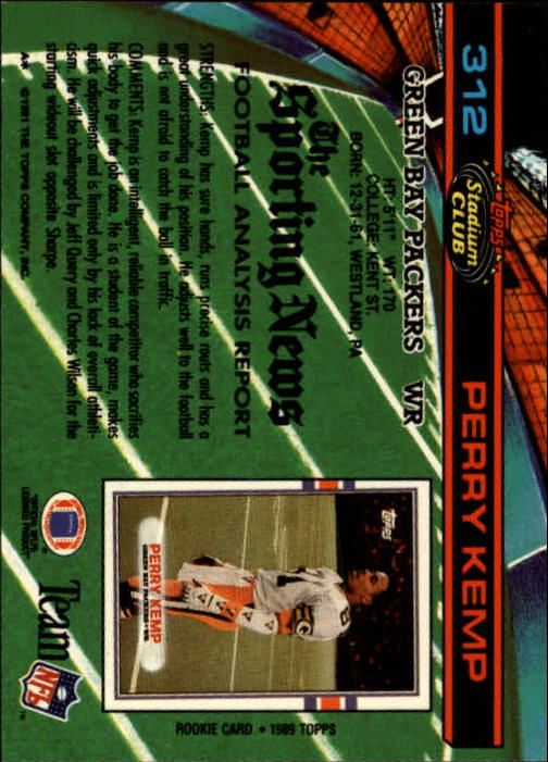 1991 Stadium Club #312 Perry Kemp back image