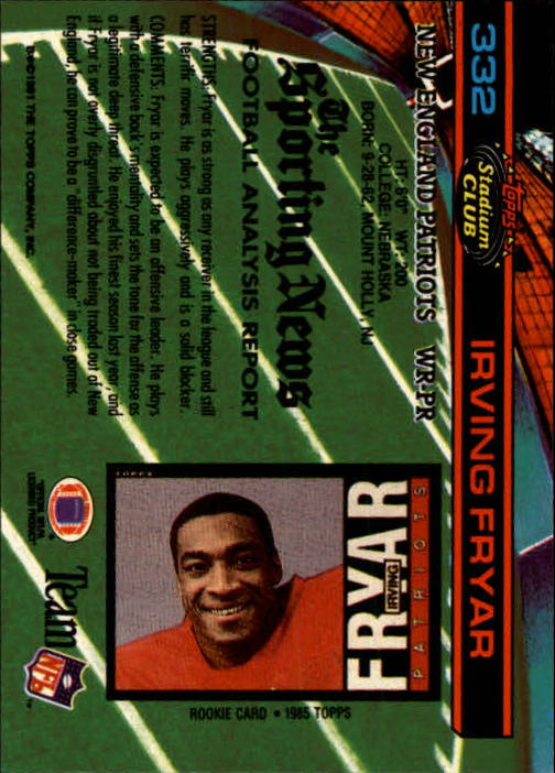 1991 Stadium Club #332 Irving Fryar back image