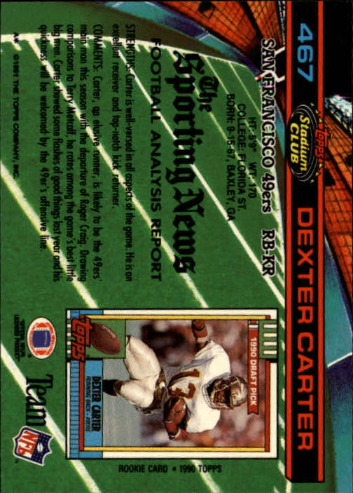 1991 Stadium Club #467 Dexter Carter back image