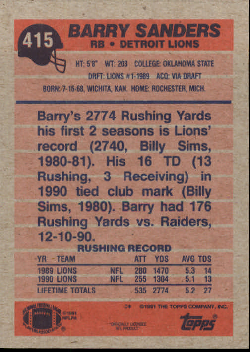 1997 Pro Line III DC - #68 Barry Sanders