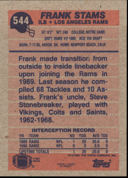 B2566- 1991 Topps Football Cards 501-660 +Inserts -You Pick- 15+ FREE US SHIP - Picture 91 of 343